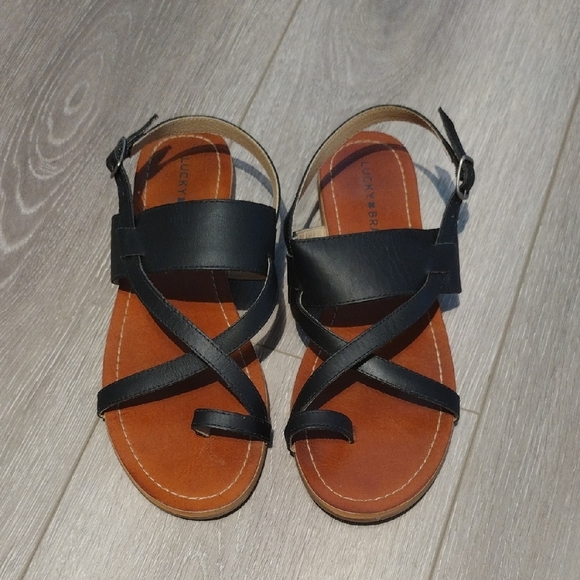 Lucky Brand Shoes - Lucky Brand Black and Tan Strappy Sandals